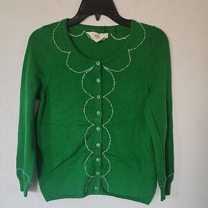 Anthropologie Green Cardigan with Button Accents